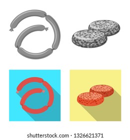 Isolated object of meat and ham symbol. Set of meat and cooking stock vector illustration.