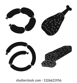 Isolated object of meat and ham symbol. Collection of meat and cooking stock vector illustration.