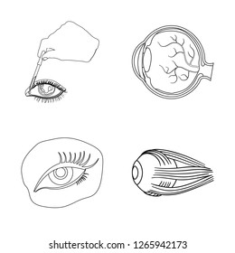 Isolated object of medical and eyeball logo. Set of medical and optical stock vector illustration.