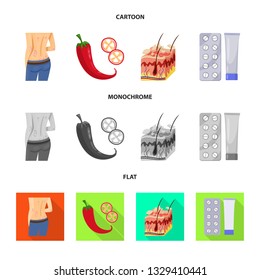 Isolated object of medical and pain  logo. Set of medical and disease vector icon for stock.