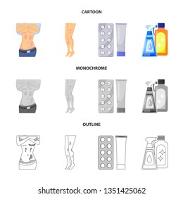 Isolated object of medical and pain  logo. Collection of medical and disease vector icon for stock.