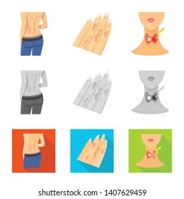Isolated object of medical and pain  logo. Collection of medical and disease vector icon for stock.