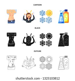Isolated object of medical and pain  sign. Set of medical and disease stock symbol for web.