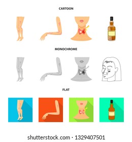 Isolated object of medical and pain  sign. Set of medical and disease stock vector illustration.