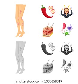 Isolated object of medical and pain  sign. Collection of medical and disease vector icon for stock.
