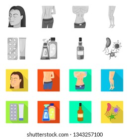 Isolated object of medical and pain  symbol. Set of medical and disease stock vector illustration.