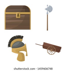 Isolated object of medieval and history logo. Collection of medieval and tournament stock vector illustration.