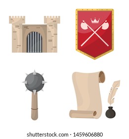 Isolated object of medieval and history symbol. Set of medieval and tournament vector icon for stock.