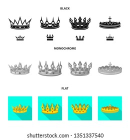 Isolated object of medieval and nobility icon. Collection of medieval and monarchy stock vector illustration.