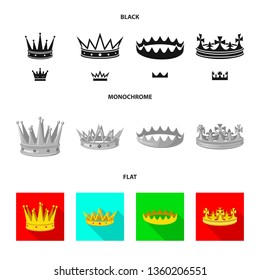 Isolated object of medieval and nobility icon. Collection of medieval and monarchy stock vector illustration.