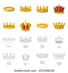Isolated object of medieval and nobility icon. Set of medieval and monarchy stock vector illustration.
