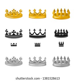 Isolated object of medieval and nobility icon. Set of medieval and monarchy stock vector illustration.