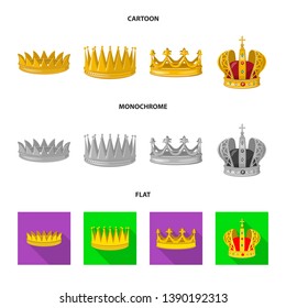 Isolated object of medieval and nobility icon. Collection of medieval and monarchy stock vector illustration.