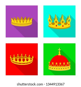 Isolated object of medieval and nobility logo. Set of medieval and monarchy stock vector illustration.