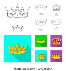 Isolated object of medieval and nobility logo. Set of medieval and monarchy stock vector illustration.