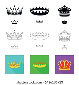 Isolated object of medieval and nobility logo. Collection of medieval and monarchy stock vector illustration.
