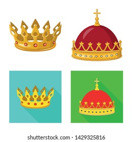 Isolated object of medieval and nobility logo. Collection of medieval and monarchy stock vector illustration.