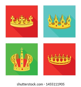 Isolated object of medieval and nobility logo. Collection of medieval and monarchy stock vector illustration.