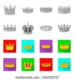 Isolated object of medieval and nobility sign. Collection of medieval and monarchy stock vector illustration.