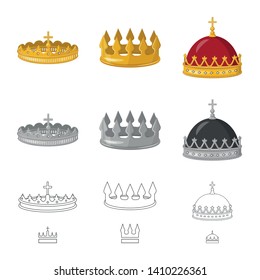 Isolated object of medieval and nobility sign. Set of medieval and monarchy stock vector illustration.