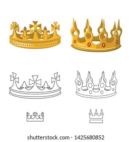 Isolated object of medieval and nobility sign. Collection of medieval and monarchy stock symbol for web.