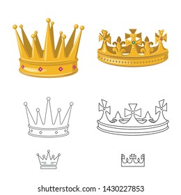 Isolated object of medieval and nobility sign. Set of medieval and monarchy stock vector illustration.