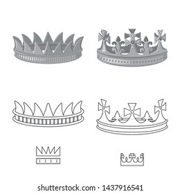 Isolated object of medieval and nobility sign. Collection of medieval and monarchy stock symbol for web.