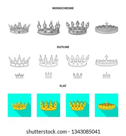 Isolated object of medieval and nobility symbol. Set of medieval and monarchy vector icon for stock.