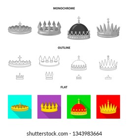Isolated object of medieval and nobility symbol. Set of medieval and monarchy stock vector illustration.