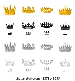 Isolated object of medieval and nobility symbol. Collection of medieval and monarchy stock vector illustration.