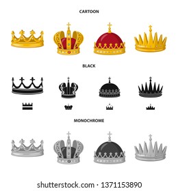 Isolated object of medieval and nobility symbol. Collection of medieval and monarchy stock vector illustration.