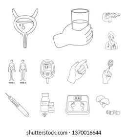 Isolated object of mellitus and diabetes logo. Set of mellitus and diet stock symbol for web.