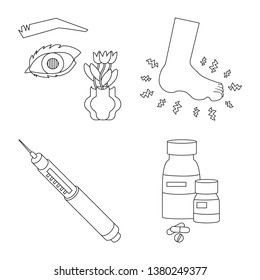Isolated object of mellitus and diabetes logo. Set of mellitus and diet vector icon for stock.