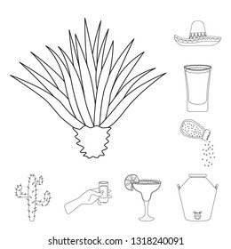Isolated object of Mexico and tequila icon. Set of Mexico and fiesta vector icon for stock.