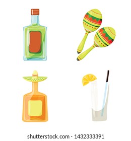 Isolated object of Mexico and tequila icon. Collection of Mexico and fiesta stock vector illustration.