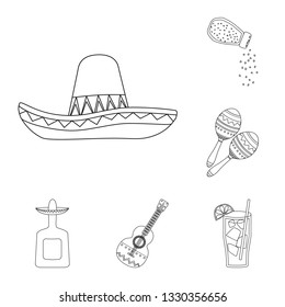 Isolated object of Mexico and tequila logo. Set of Mexico and fiesta stock symbol for web.