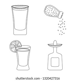 Isolated object of Mexico and tequila sign. Collection of Mexico and fiesta vector icon for stock.