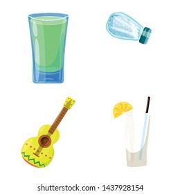 Isolated object of Mexico and tequila sign. Set of Mexico and fiesta stock vector illustration.