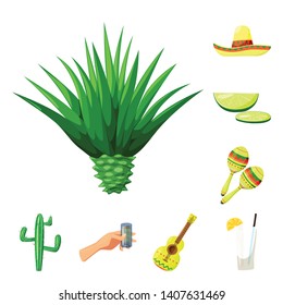 Isolated object of Mexico and tequila symbol. Collection of Mexico and fiesta stock symbol for web.