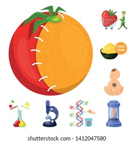 Isolated object of modified and genetically logo. Collection of modified and science stock symbol for web.