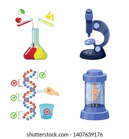 Isolated object of modified and genetically symbol. Set of modified and science stock symbol for web.