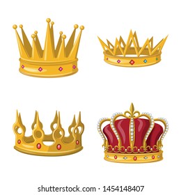 Isolated object of monarchy and gold sign. Set of monarchy and heraldic stock symbol for web.