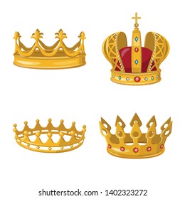 Isolated object of monarchy and gold symbol. Collection of monarchy and heraldic stock symbol for web.