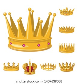 Isolated object of monarchy and gold symbol. Set of monarchy and heraldic stock symbol for web.