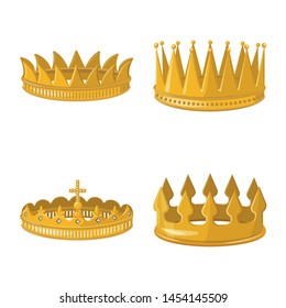 Isolated object of monarchy and gold symbol. Set of monarchy and heraldic stock symbol for web.