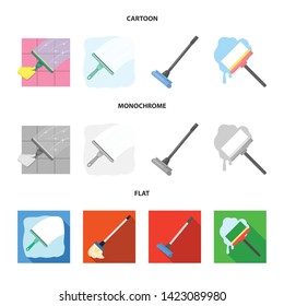 Isolated object of mop and broom  logo. Set of mop and cleaner stock symbol for web.