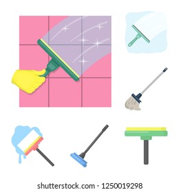 Isolated object of mop and broom  sign. Collection of mop and cleaner stock vector illustration.