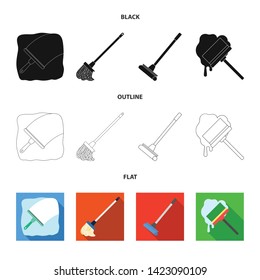Isolated object of mop and broom  sign. Set of mop and cleaner stock symbol for web.