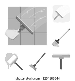 Isolated object of mop and broom  symbol. Collection of mop and cleaner stock symbol for web.