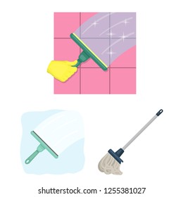 Isolated object of mop and broom  symbol. Collection of mop and cleaner stock symbol for web.